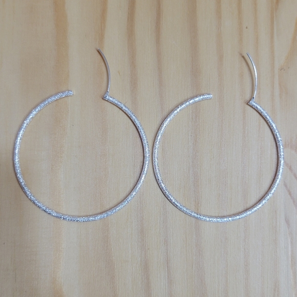 2” Sparkly Round Hoop Earrings NEW - Picture 2 of 8
